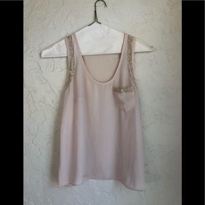 Embellished light pink tank top